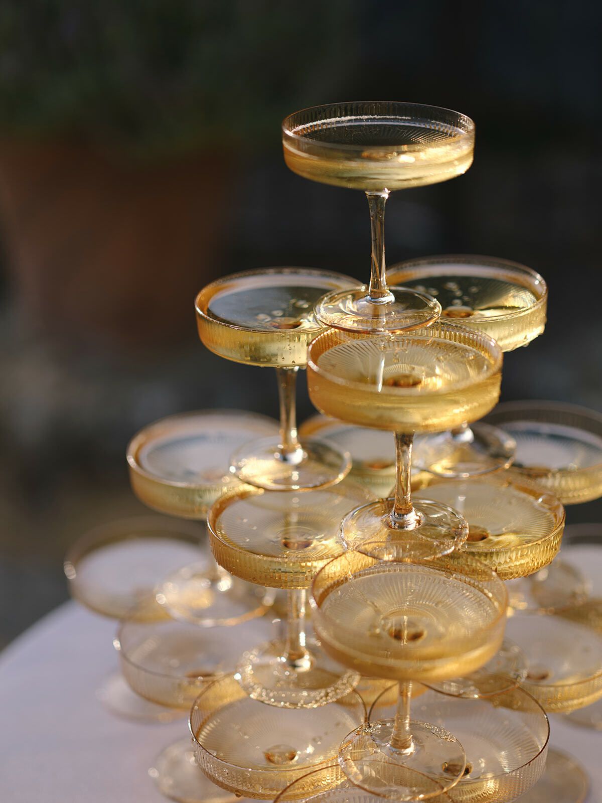 Nahaufnahme eines Champagnerturms